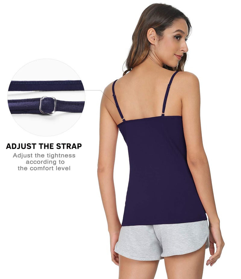 Vislivin Women's Basic Solid Camisole Adjustable Spaghetti Strap Tank Top Black/Gray/DB/Wine Red XL - Image 3